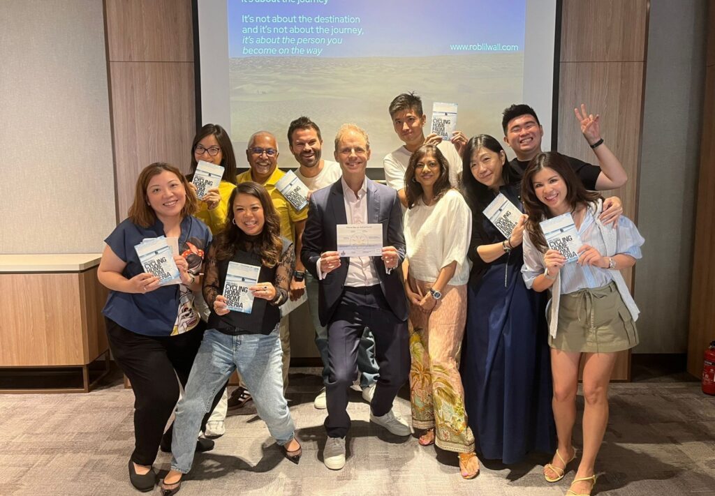 Rob Lilwall speaks at APAC TAG Heuer in Sentosa, Singapore
